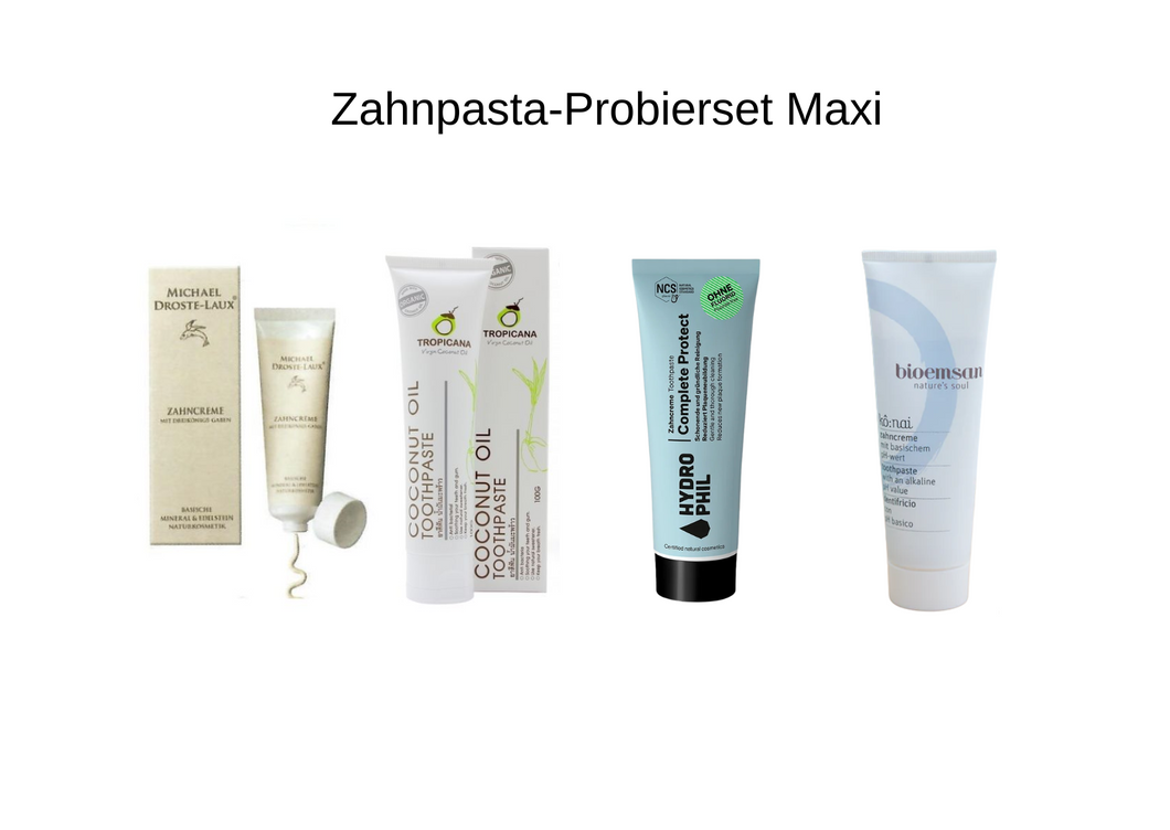 Zahnpasta Probierset Maxi: 4 natürliche Bio-Zahnpasten