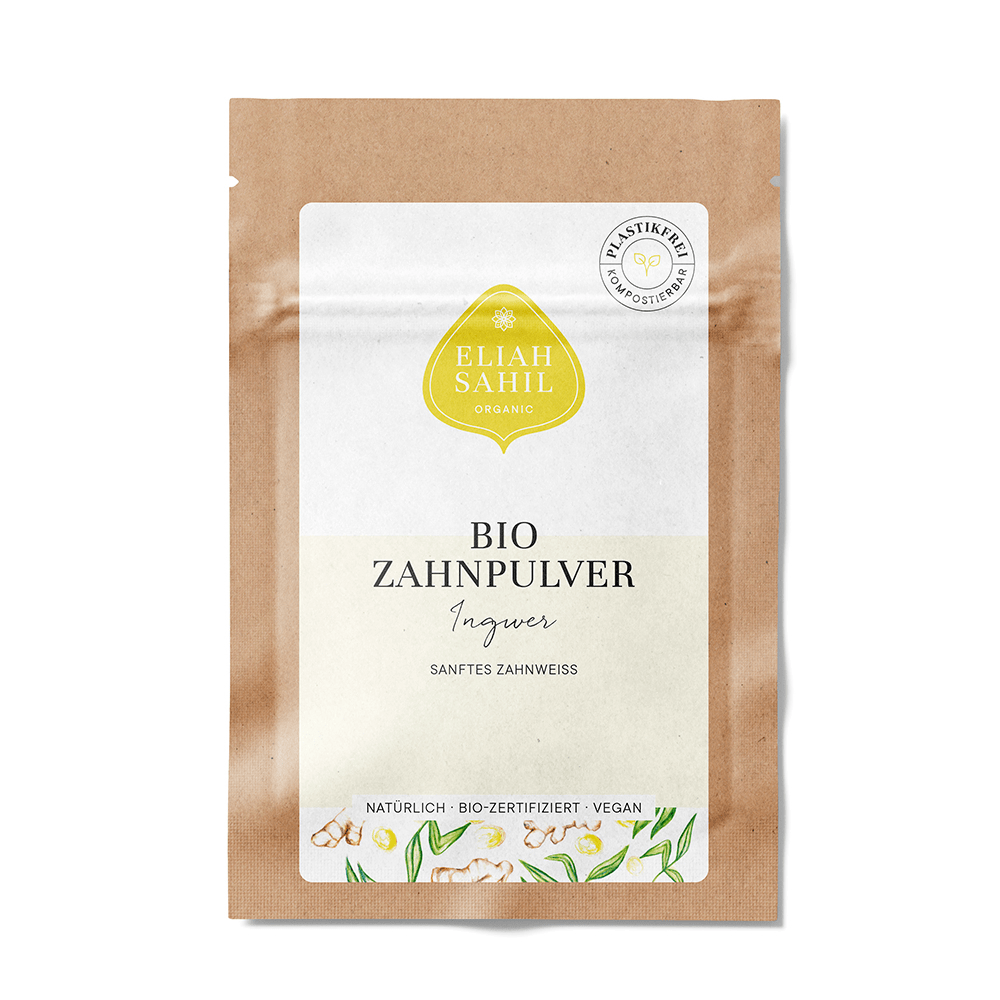 Bio-Zahnpulver Ingwer Sanftes Zahnweiß Travel Size von Eliah Sahil